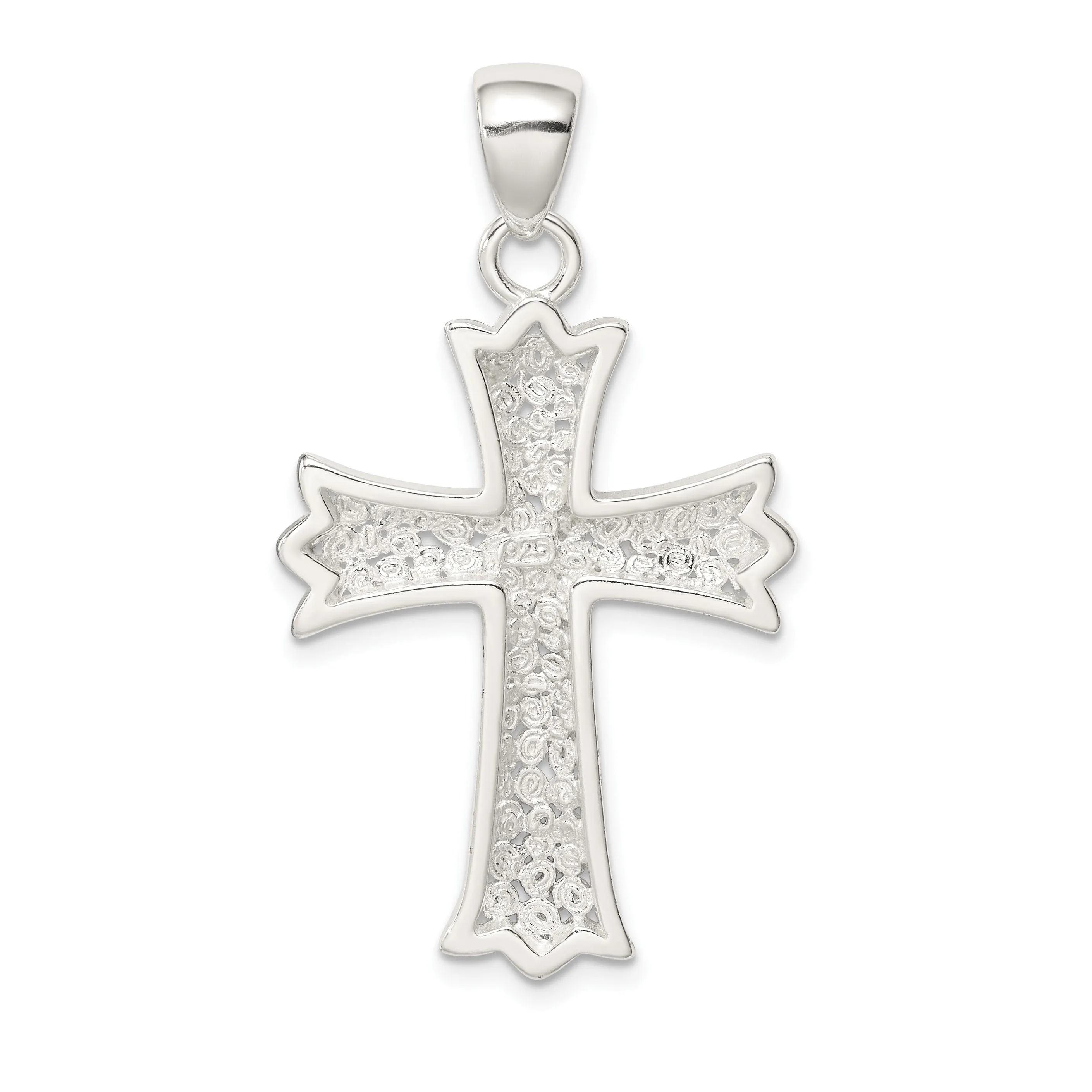 Sterling Silver Filigree Budded Cross Pendant