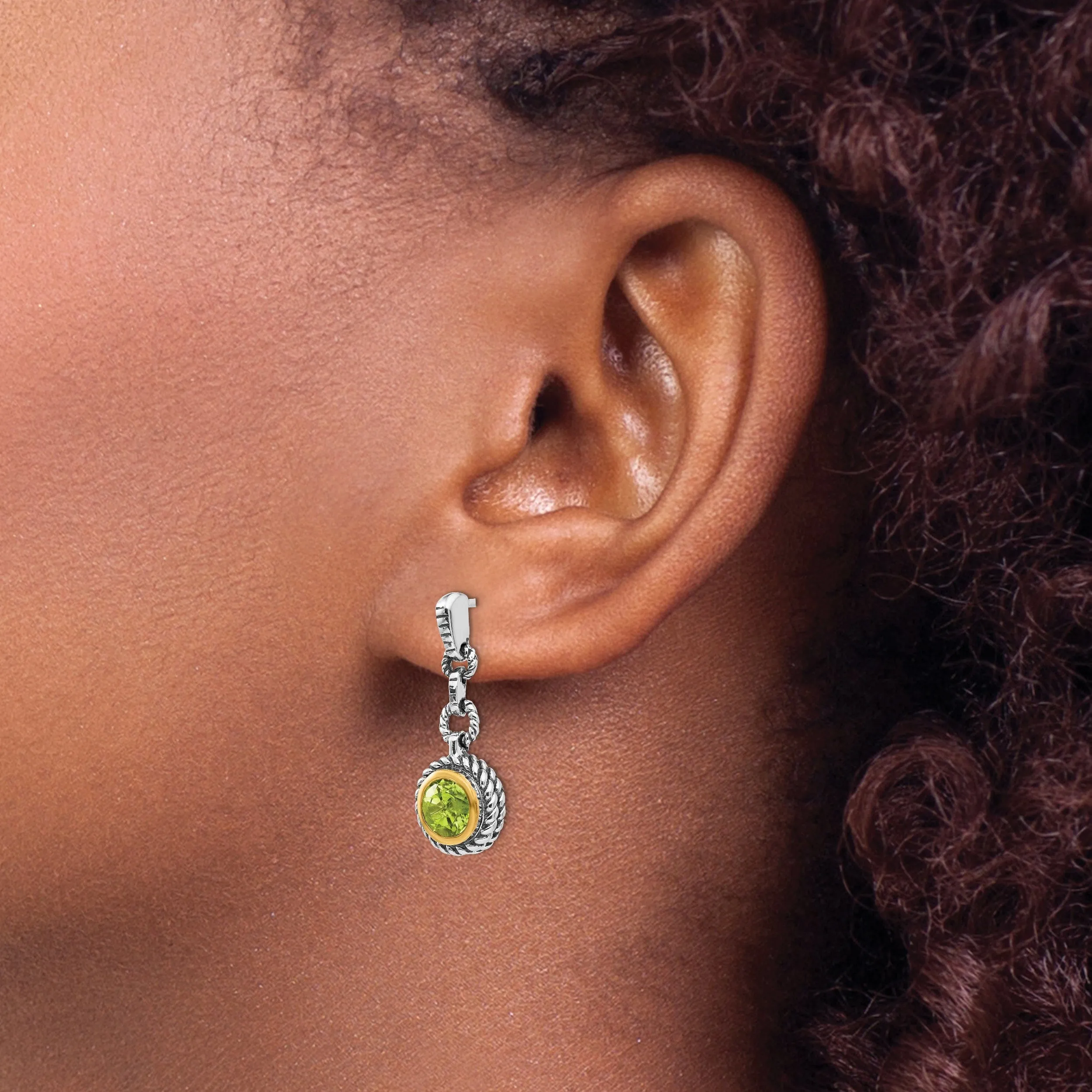 Sterling Silver Gold-plated Peridot Earrings