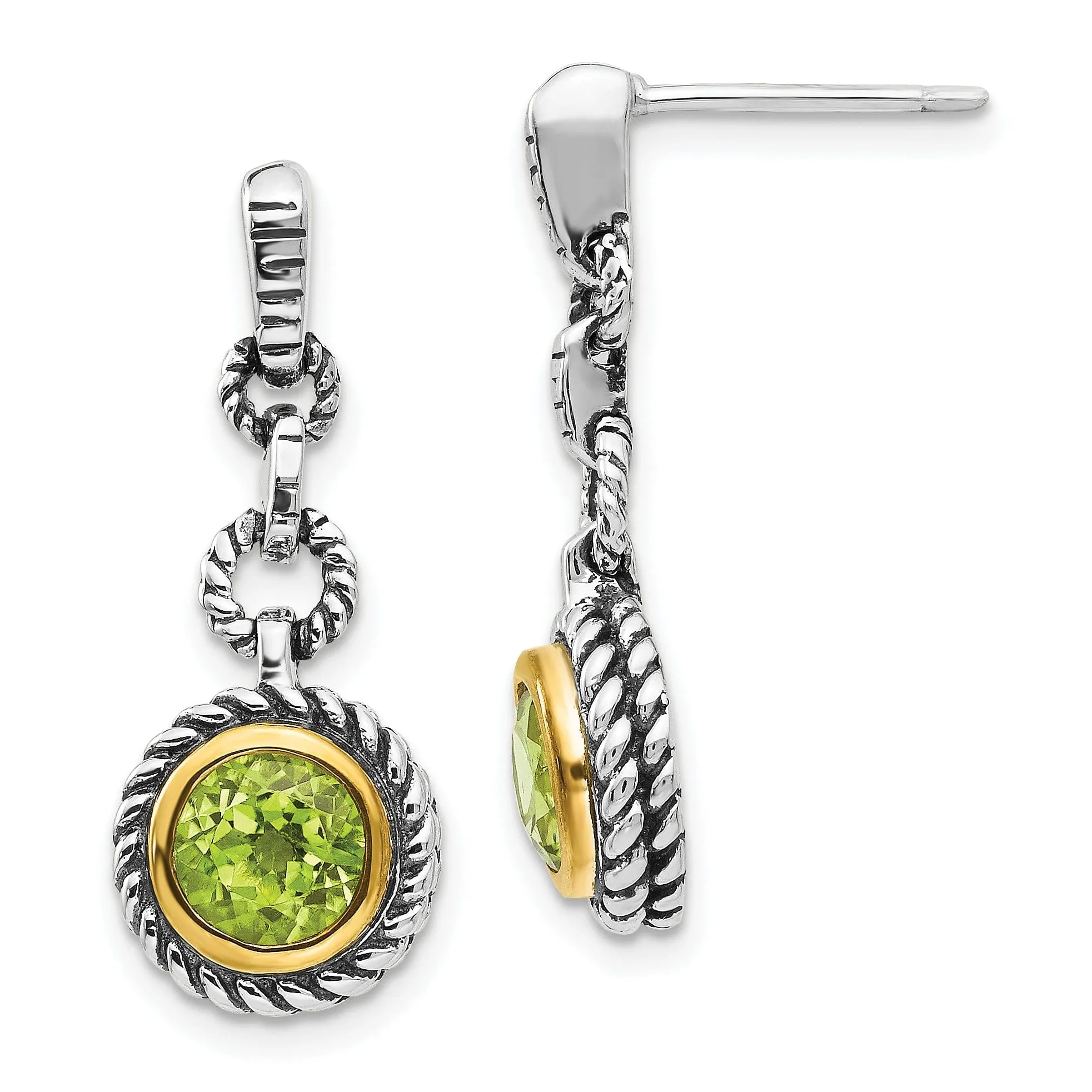 Sterling Silver Gold-plated Peridot Earrings