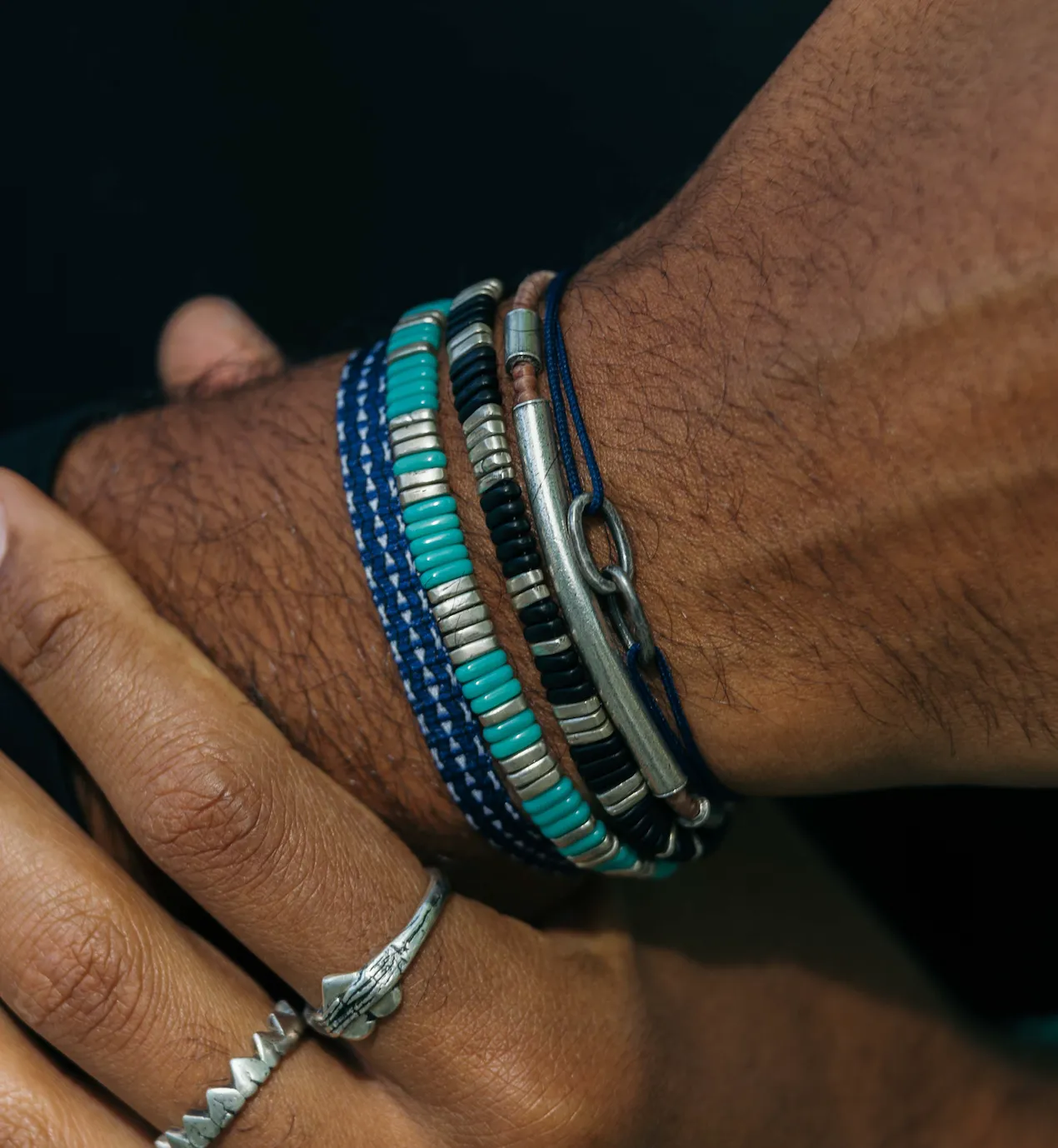 Sterling Silver "Osaka" Bracelet (Black/Silver)