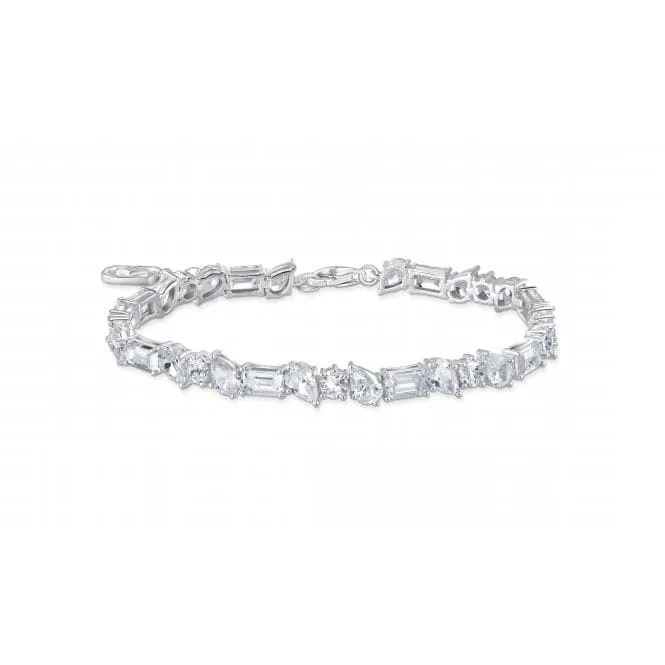 Sterling Silver White 31 Zirconia Stones Tennis Bracelet A2144-051-14