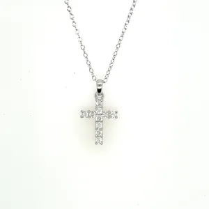 Sterling Silver White Topaz Cross Pendant Necklace