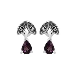 Sterlingsilber 0,24 Ct Amethyst & Markasit Februar Ohrstecker