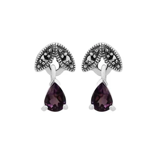 Sterlingsilber 0,24 Ct Amethyst & Markasit Februar Ohrstecker