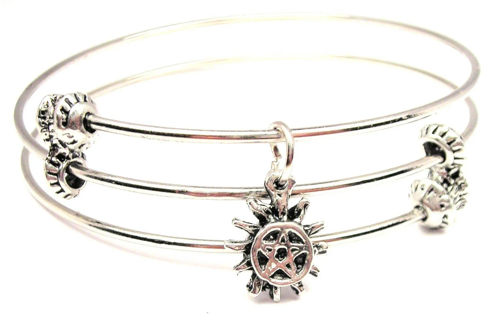 Sun Beam Pentacle Triple Style Bangle Wiccan Pagan Halloween