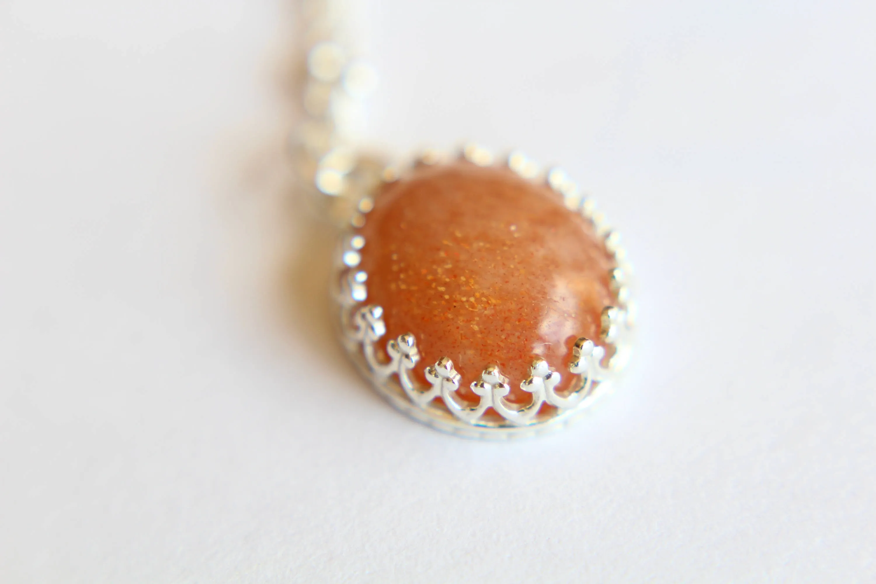 Sunstone Necklace, Victorian Necklace, Necklace, Stone Pendant, Speckled Sunstone Pendant Necklace, Boho Necklace, Layer Necklace, Gift