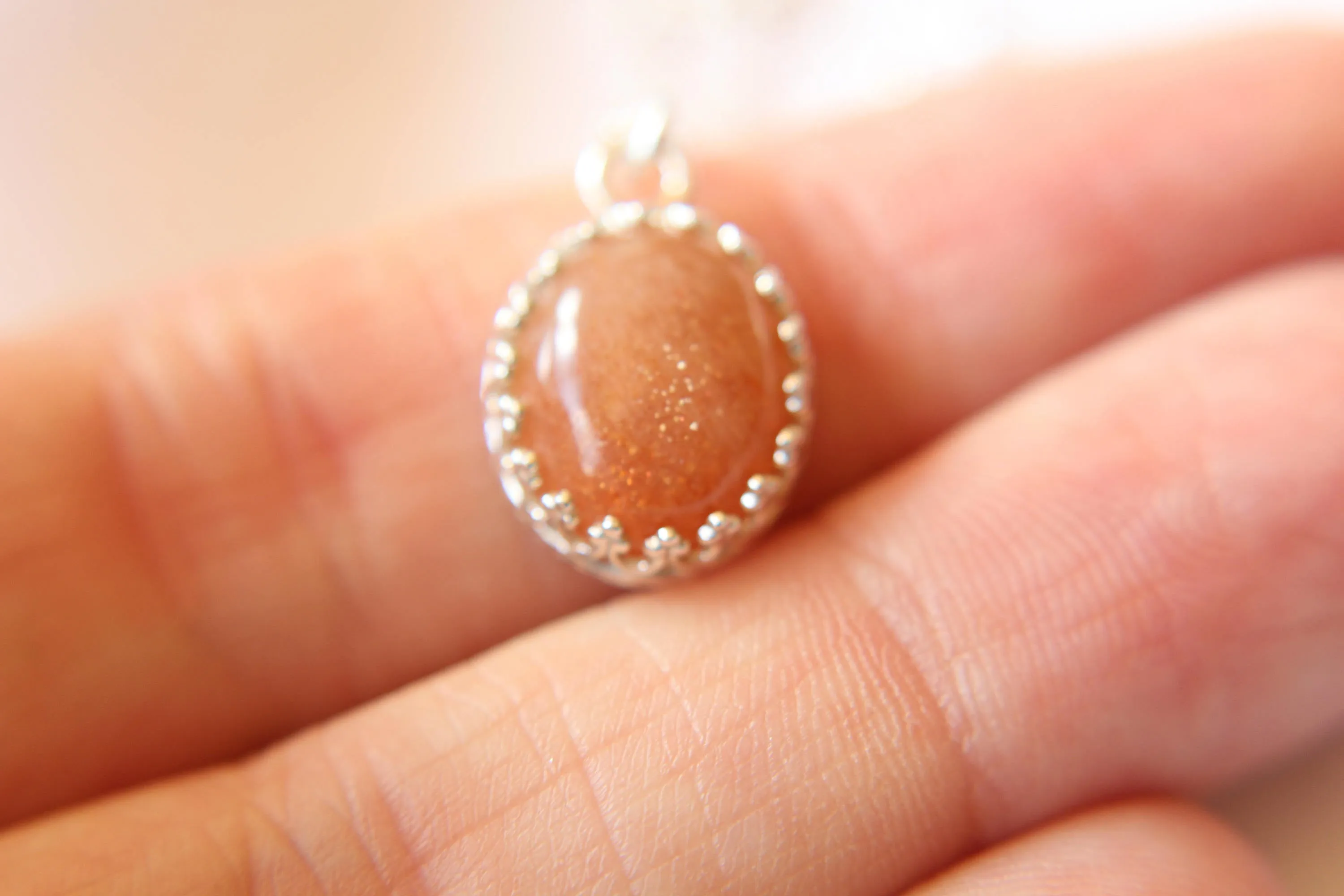 Sunstone Necklace, Victorian Necklace, Necklace, Stone Pendant, Speckled Sunstone Pendant Necklace, Boho Necklace, Layer Necklace, Gift