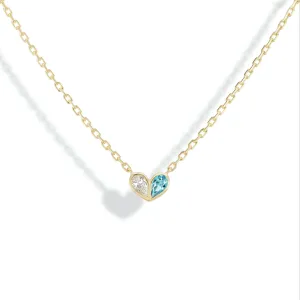 Sweetheart Necklace Diamond & Aquamarine