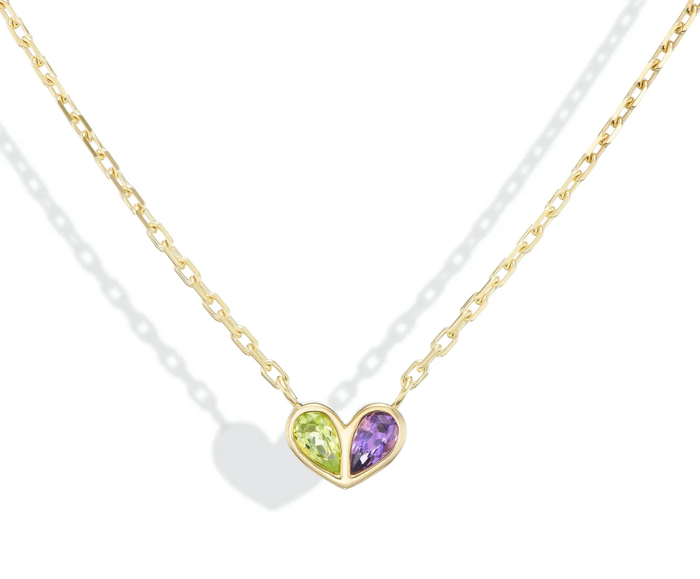 Sweetheart Necklace Peridot & Amethyst