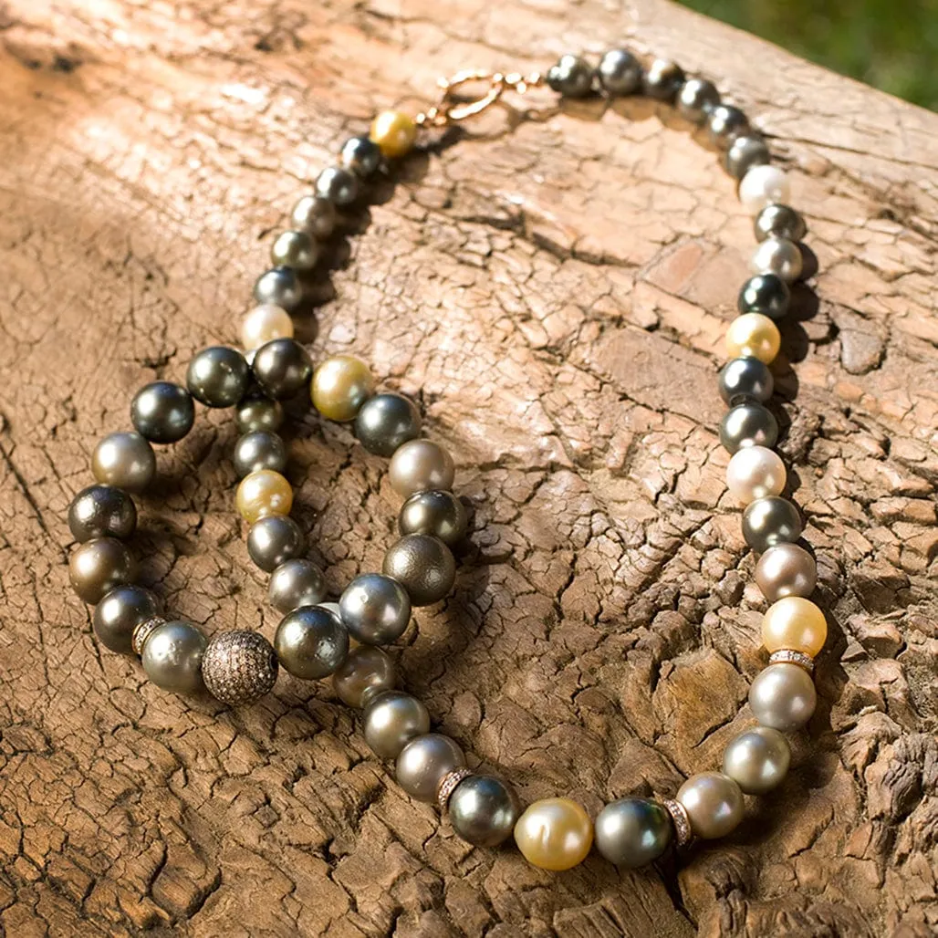 Tahitian Pearl Necklace with Diamonds