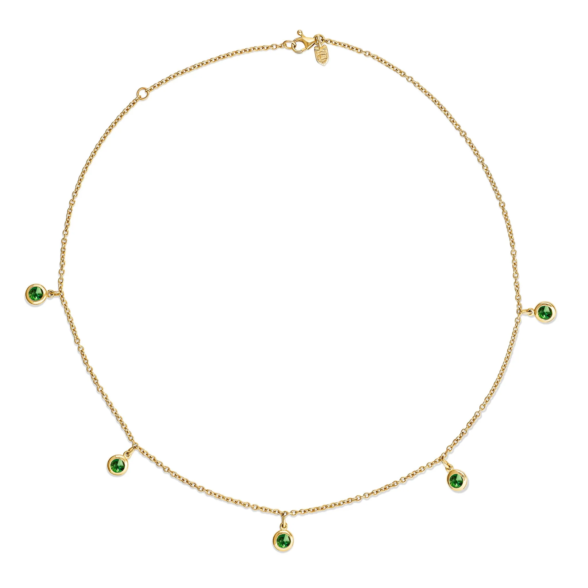 Talya Five Stone Necklace Yellow Gold - Chrome Diopside