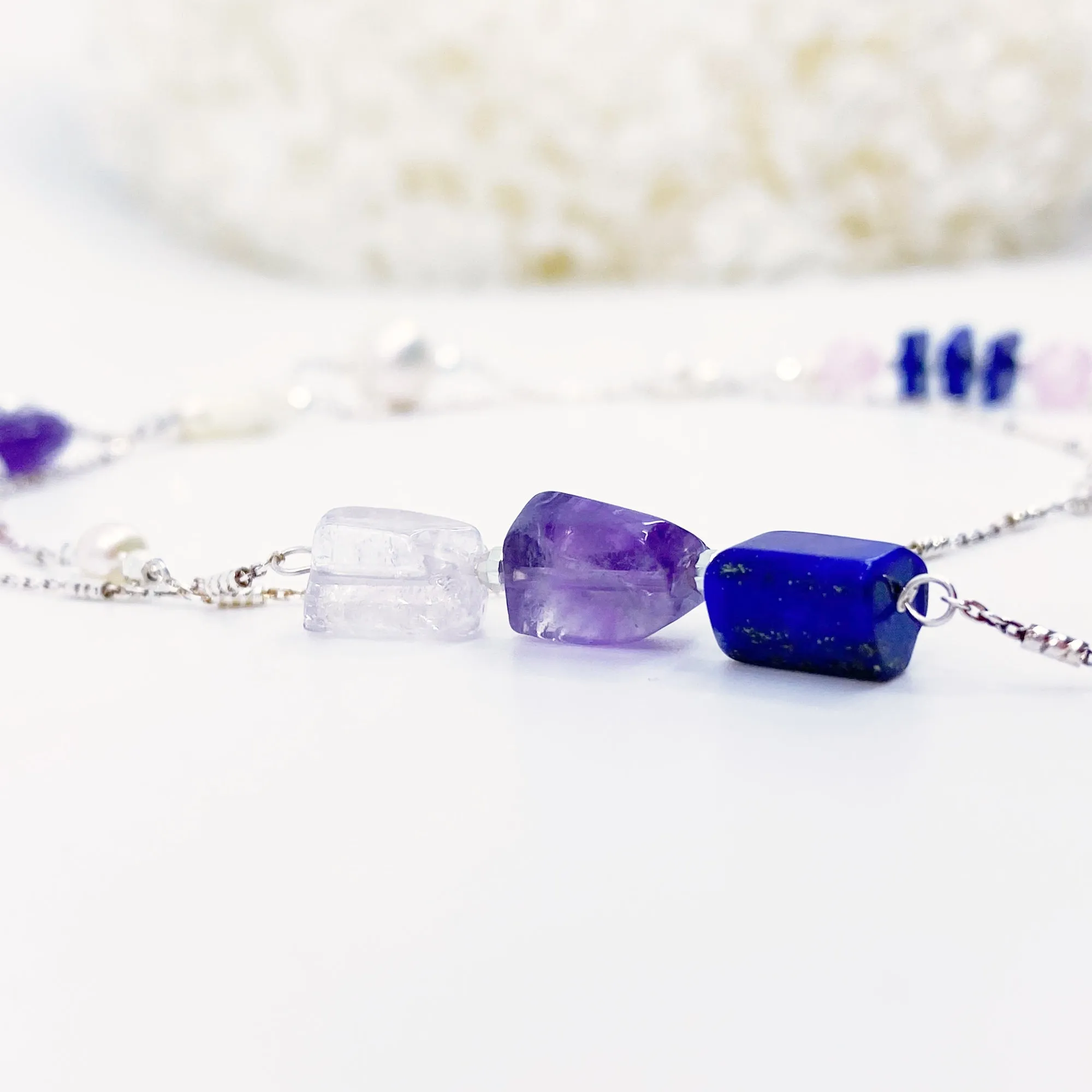 The Nine Purple Gemstone and Flower Necklace