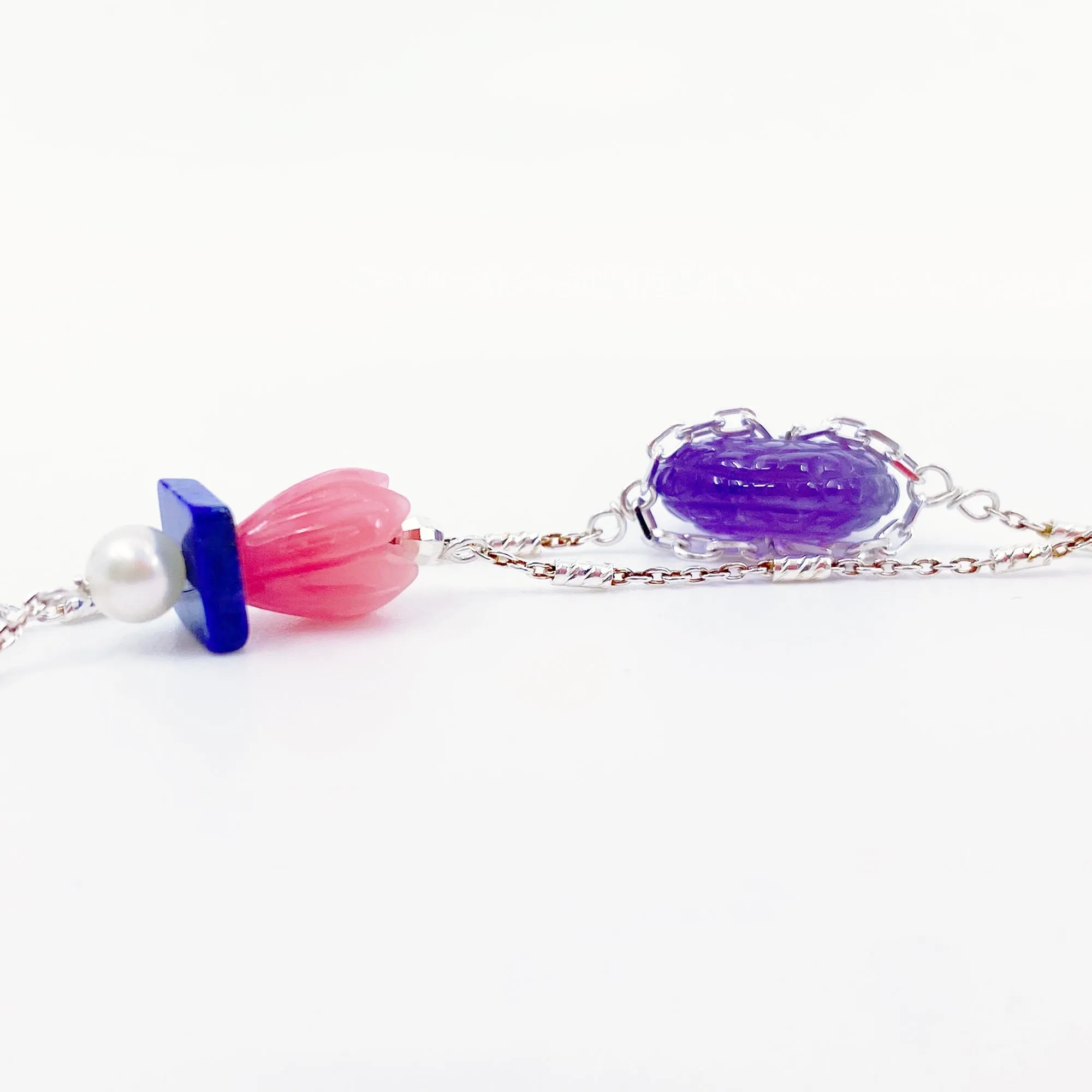 The Nine Purple Gemstone and Flower Necklace