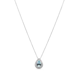 Tiffany Soleste Aquamarine & Diamond Pendant On Necklace