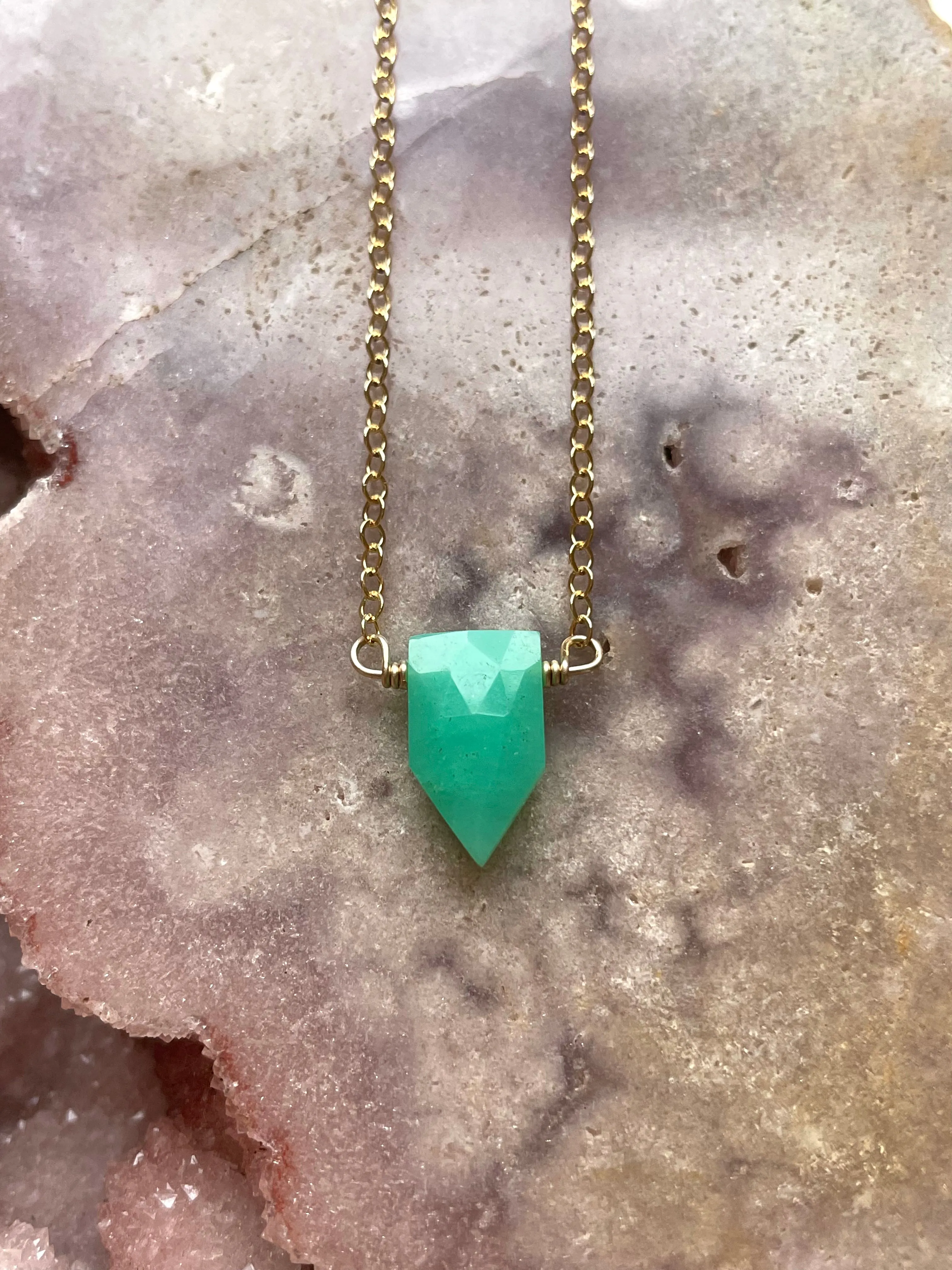 Tiny Chrysoprase Necklace