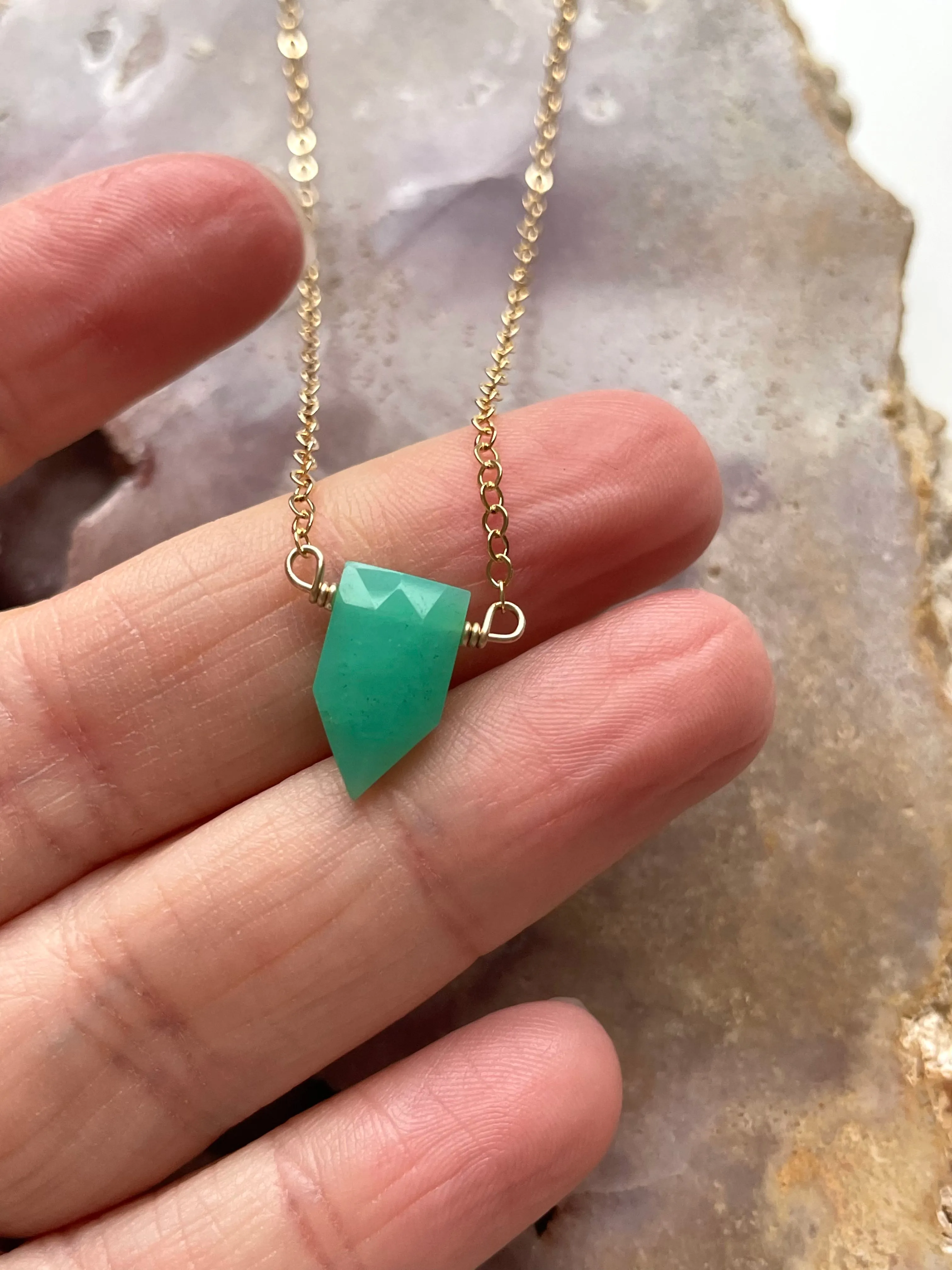 Tiny Chrysoprase Necklace