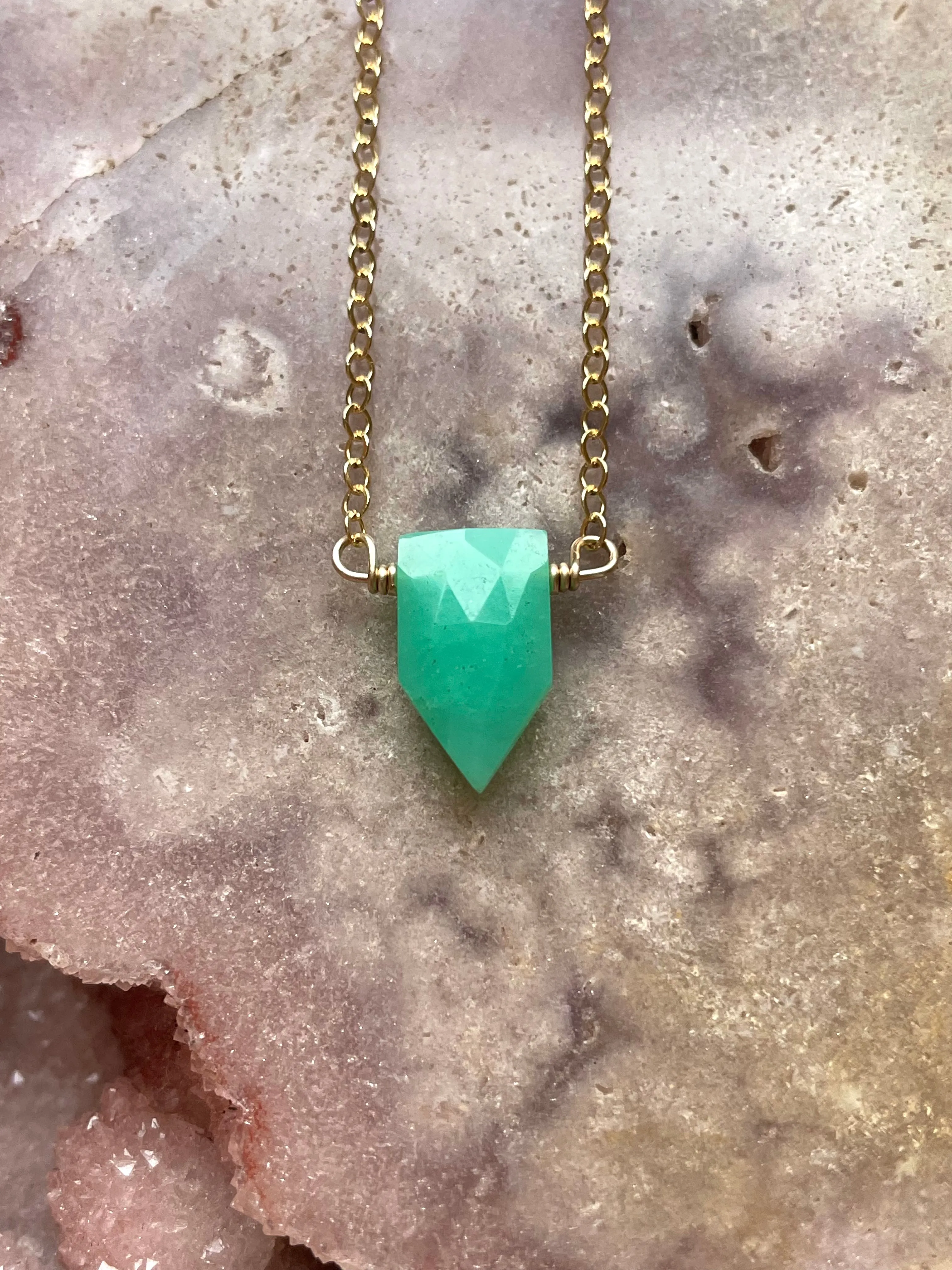 Tiny Chrysoprase Necklace