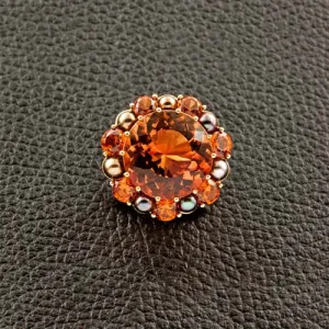 Tourmaline, Pearl & Spessartite Garnet Ring