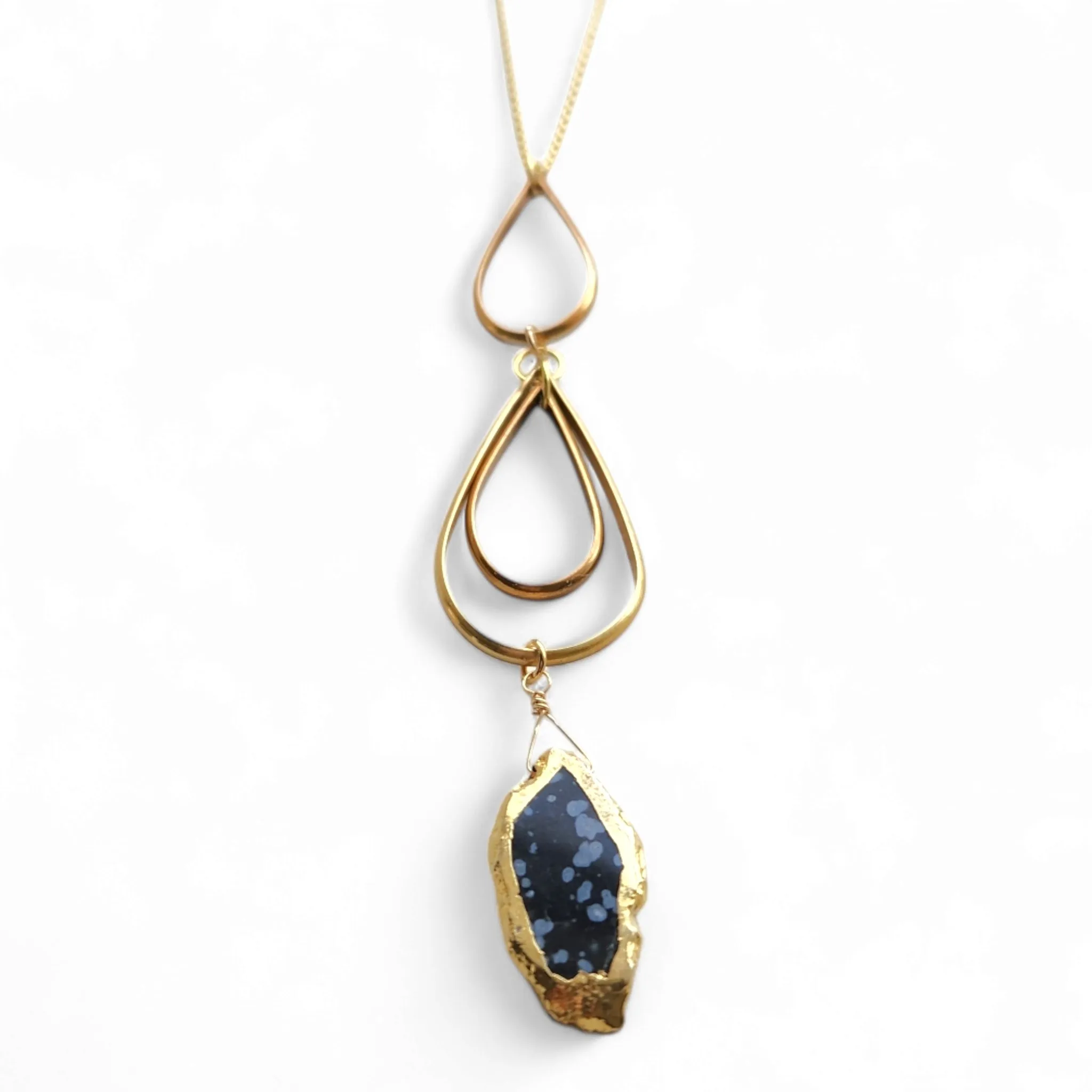 Triple Teardrop Necklace with Gemstone