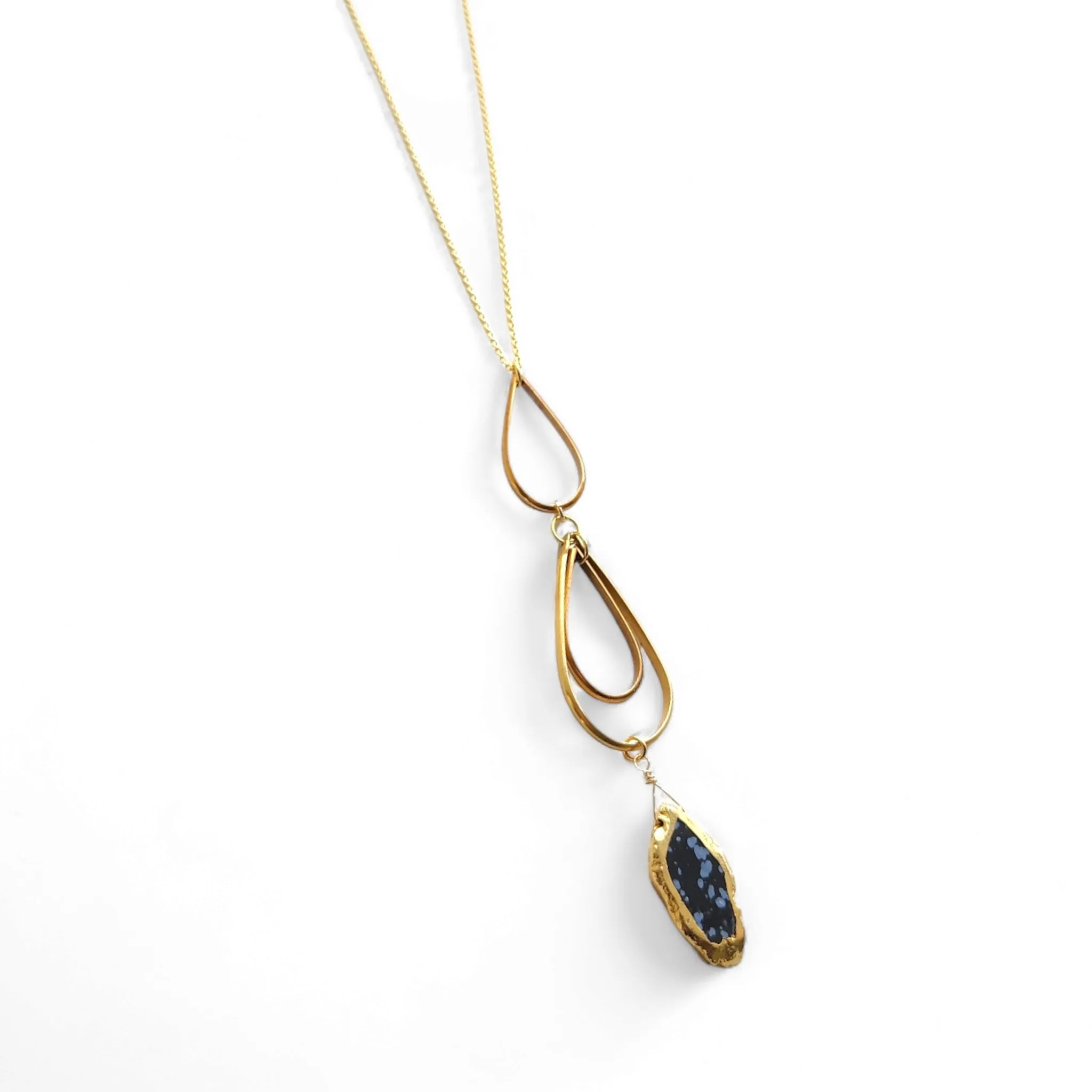 Triple Teardrop Necklace with Gemstone