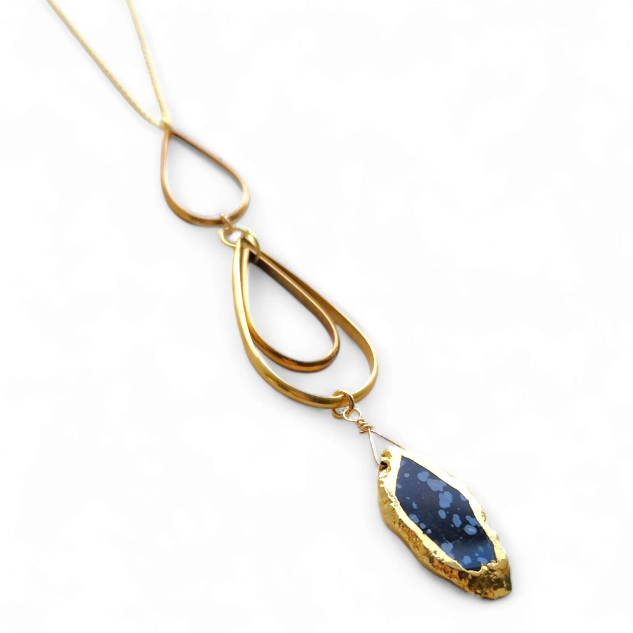 Triple Teardrop Necklace with Gemstone