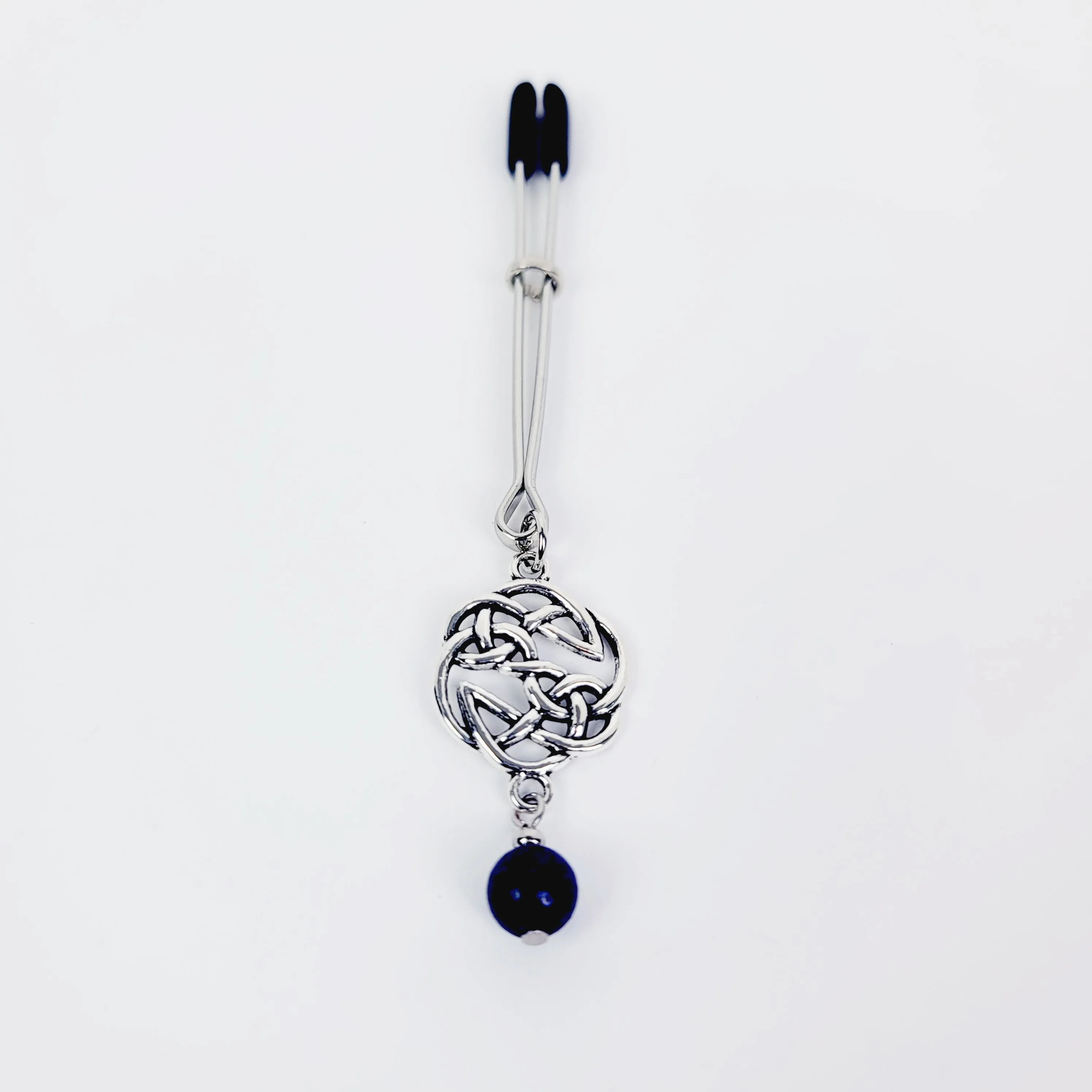 Tweezer Clit Clamp with Celtic Shield Knot and Lapis Lazuli. Clitoral Clamp, BDSM