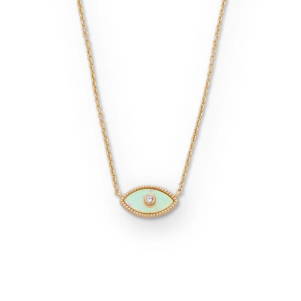 Valencia Opal Evil Eye Pendant Necklace