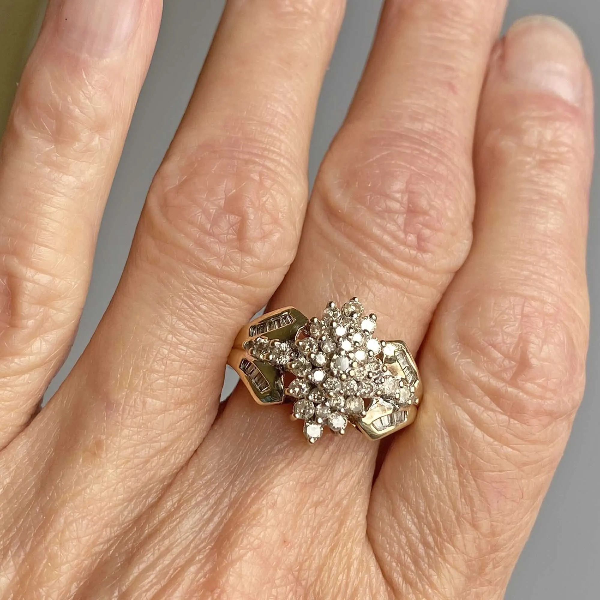 Vintage Diamond Cluster Cocktail Ring