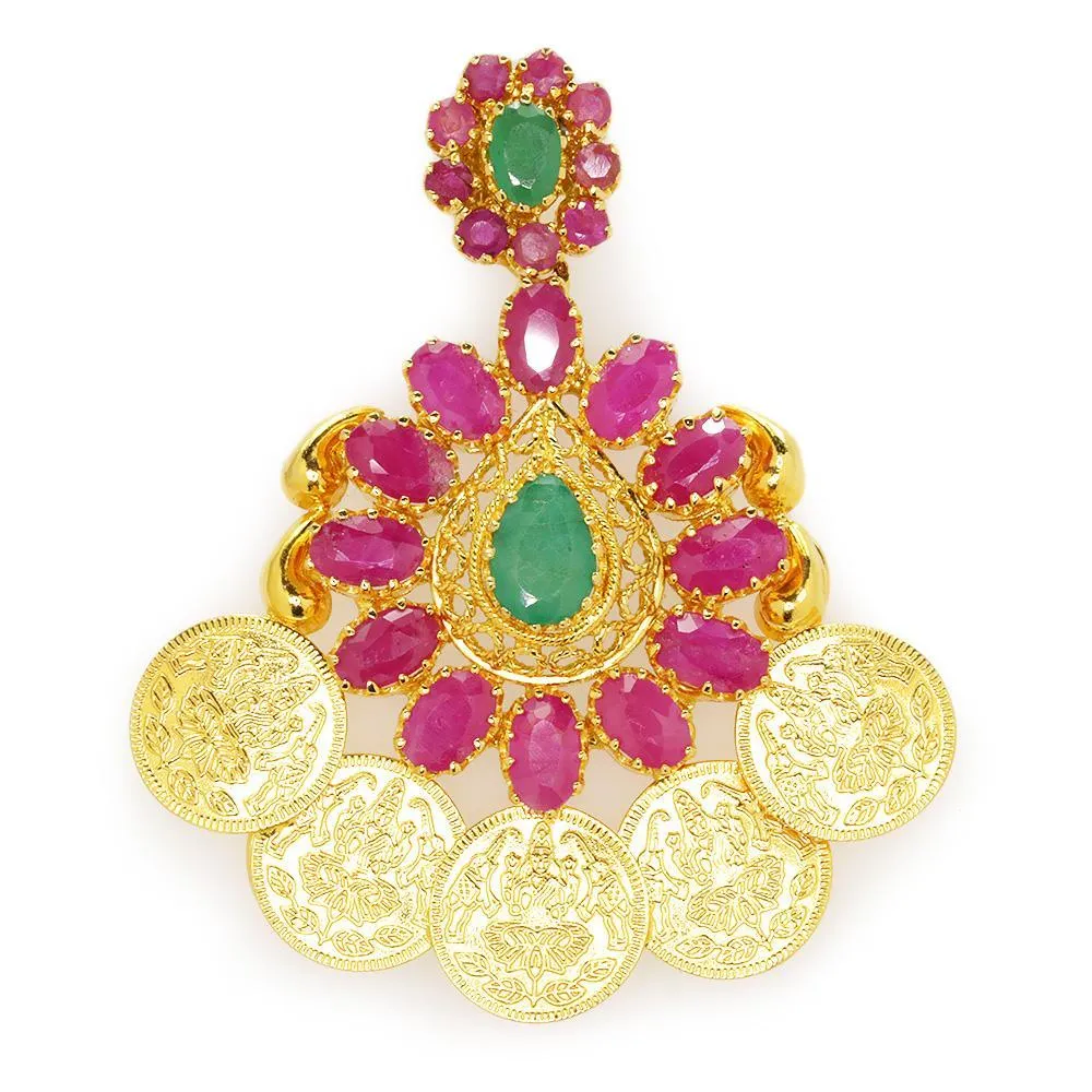 Vintage Emerald Indian Earrings with Rubies 22K 6.15ctw