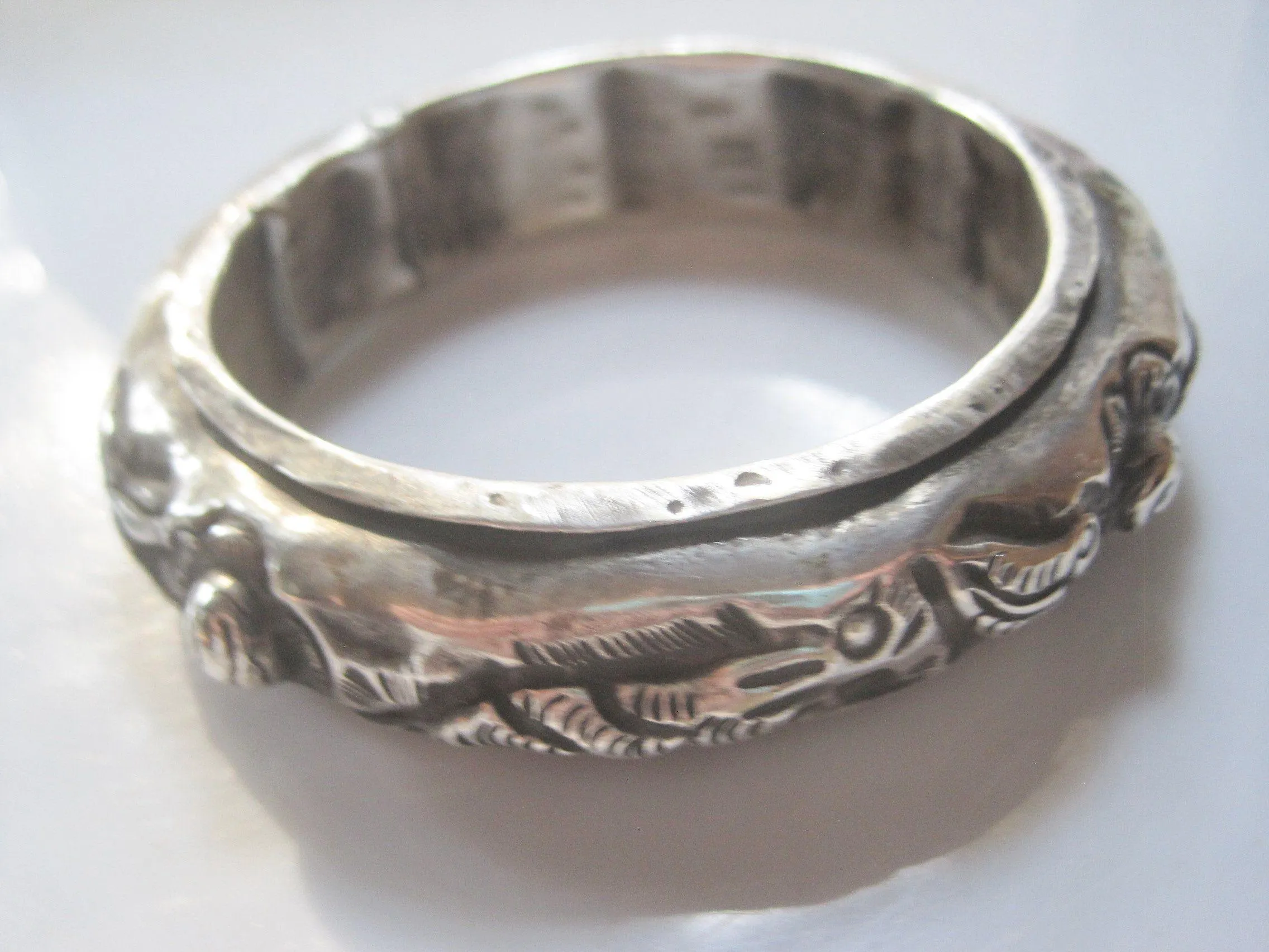 Vintage Miao Chinese Minority Silver Bracelet with Fish Motif