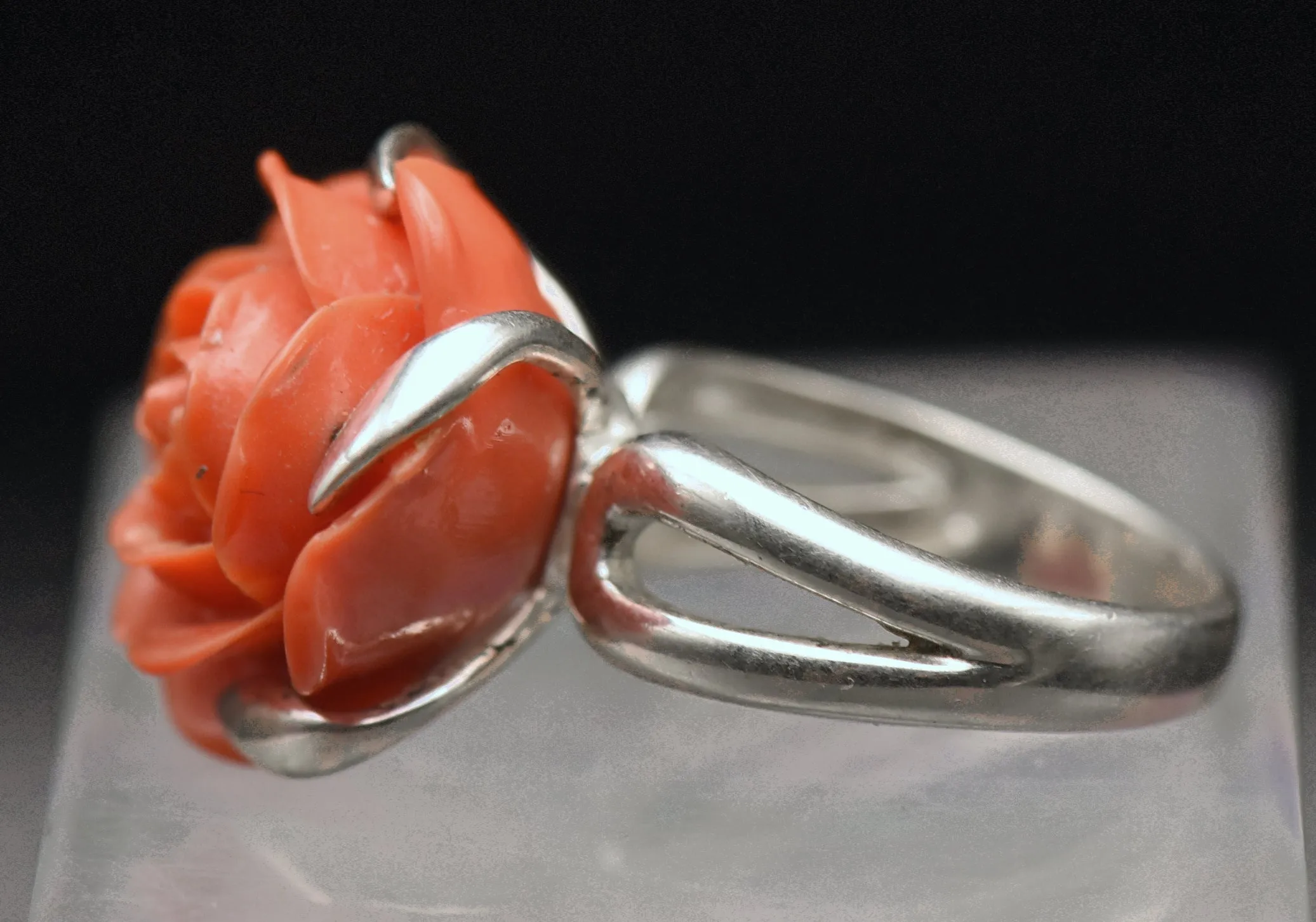 Vintage Rose Sterling Silver Ring - Size 9