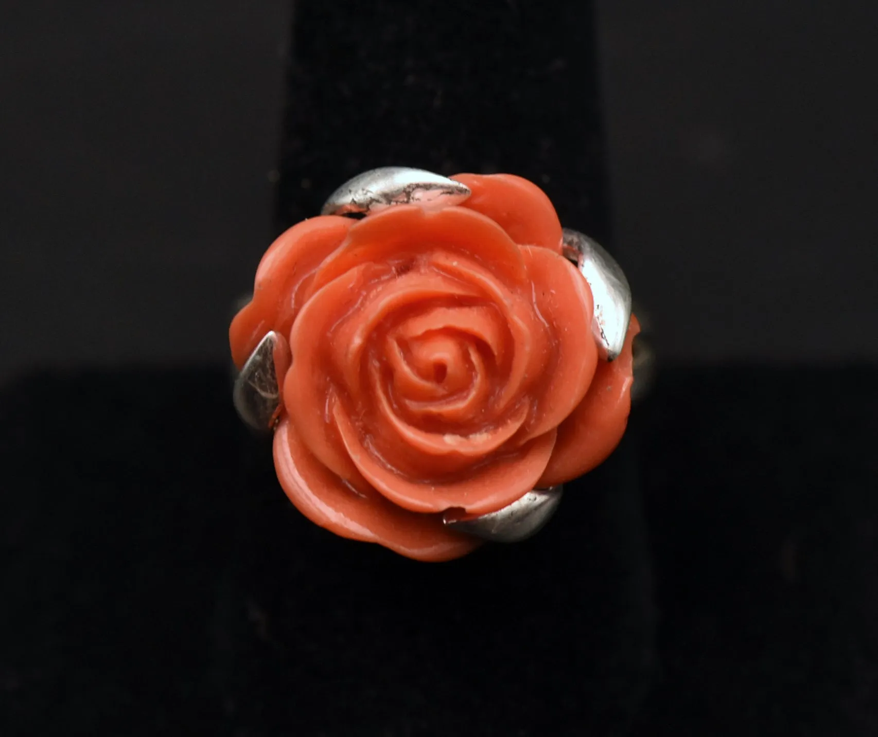 Vintage Rose Sterling Silver Ring - Size 9