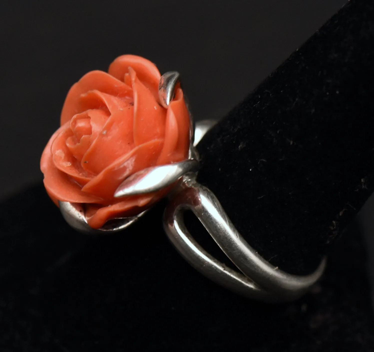 Vintage Rose Sterling Silver Ring - Size 9