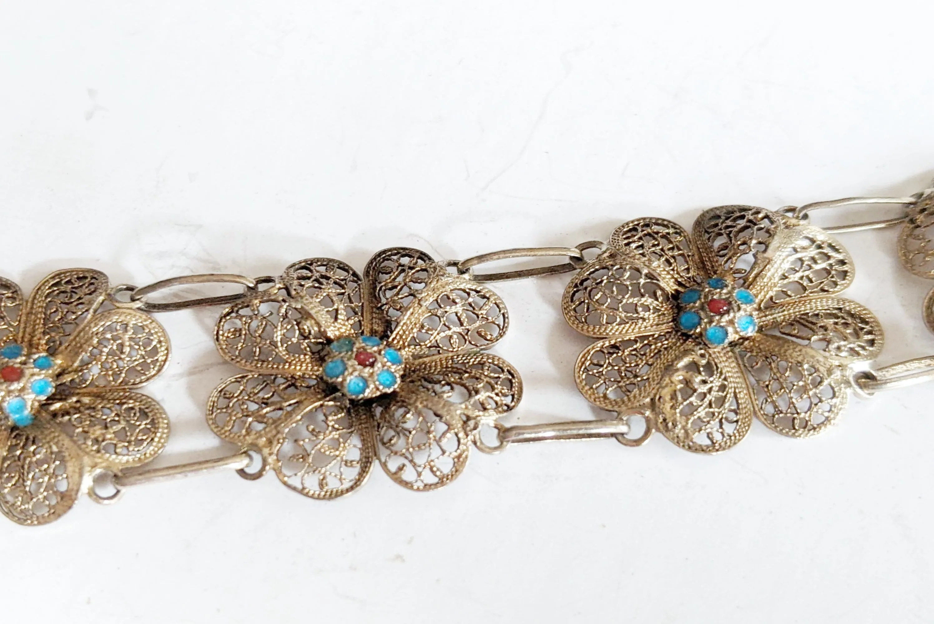 Vintage Topazio Fine Vermeil Filigree Bracelet from Portugal