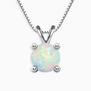 White Opal Pendant Necklace in 925 Sterling Silver