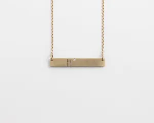 Woodland Bar Necklace with Diamond in Yellow Gold