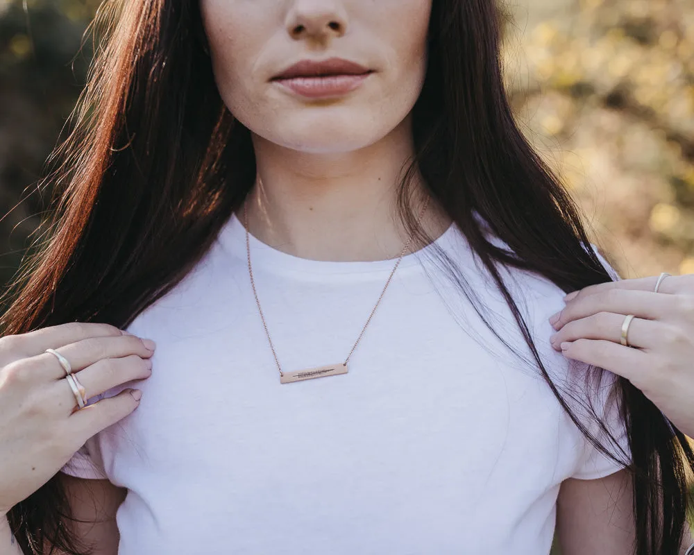 Woodland Bar Necklace with Diamond in Yellow Gold