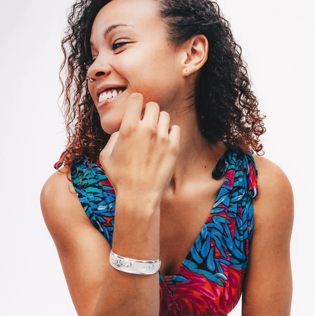 Wrist Band with Humming Bird and Hibiscus Flower