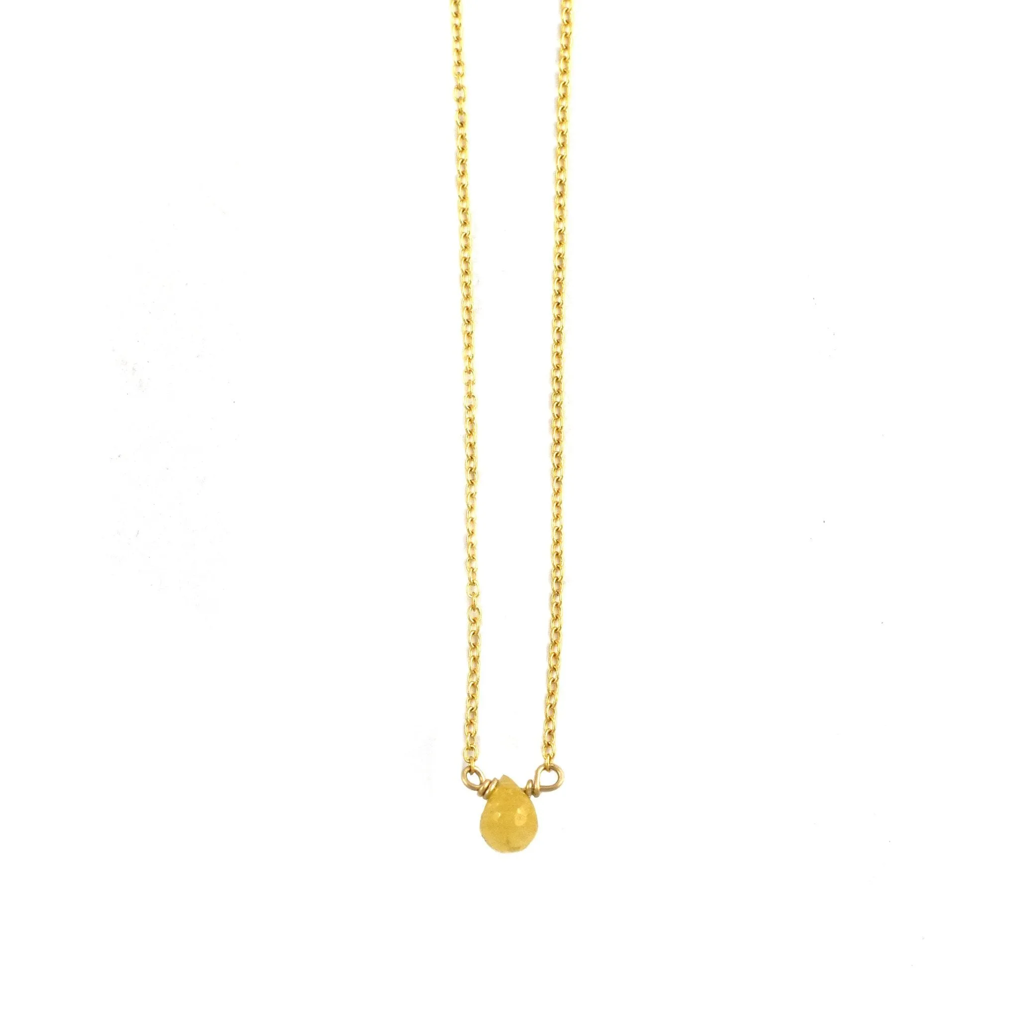 Yellow Sapphire Mini Drop Necklace